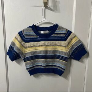 Striped Blue and Yellow Women's Sweater